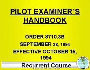 Flight examiner handbook Flight examiner handbook
