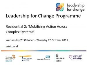 Leadership for Change Programme Residential 2 Mobilising Action