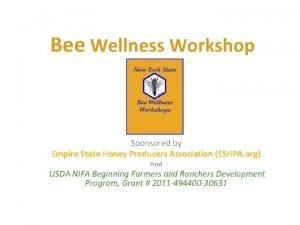 Bee Wellness Workshop Sponsored by Empire State Honey