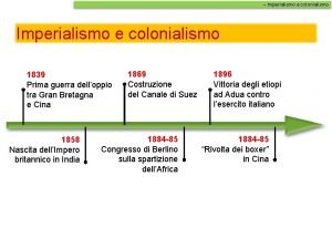 Imperialismo e colonialismo 1839 Prima guerra delloppio tra