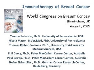 Immunotherapy of Breast Cancer World Congress on Breast