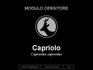 MODULO CENSITORE Capriolo Capreolus capreolus INDICE GENERALE INDICE