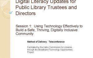 Digital Literacy Updates for Public Library Trustees and