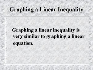 Graphing a Linear Inequality Graphing a linear inequality
