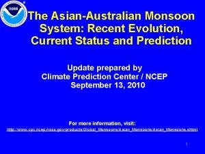 The AsianAustralian Monsoon System Recent Evolution Current Status