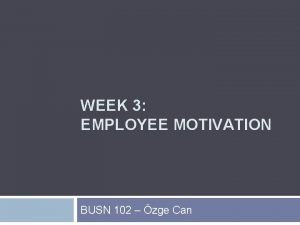 WEEK 3 EMPLOYEE MOTIVATION BUSN 102 zge Can