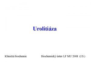 Urolitiza Klinick biochemie Biochemick stav LF MU 2008