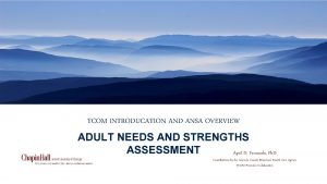 Adult needs and strengths assessment