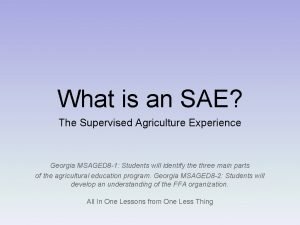 Supervised agricultural experience ideas