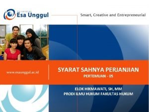 SYARAT SAHNYA PERJANJIAN PERTEMUAN 05 ELOK HIKMAWATI SH