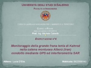 UNIVERSIT DEGLI STUDI DI SALERNO FACOLT DI INGEGNERIA