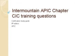 Apic cic study guide