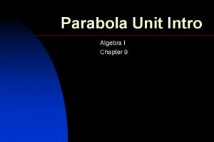 Intro to parabolas