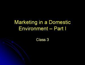 Domestic marketing strategy