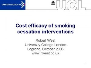Cost efficacy of smoking cessation interventions Robert West