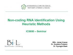Noncoding RNA Identification Using Heuristic Methods ICS 690