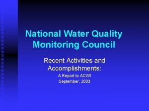 National water quality monitoring council