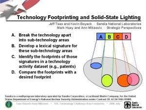 Technology Footprinting and SolidState Lighting Jeff Tsao and