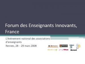 Forum des Enseignants Innovants France Lvnement national des