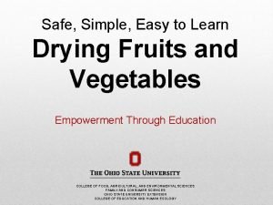 Safe Simple Easy to Learn Drying Fruits and