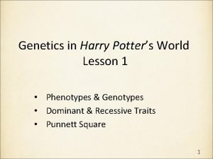 Genetics in Harry Potters World Lesson 1 Phenotypes