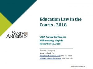 Education Law in the Courts 2018 VSBA Annual