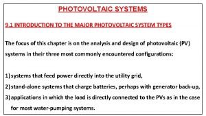 Stand-alone pv system design example
