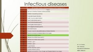 Infectious diseases 45 th Semester Classes on Infectious