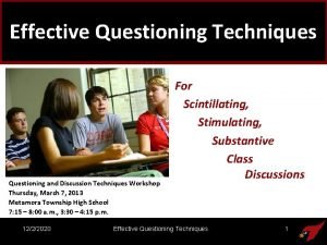 Questioning and discussion techniques