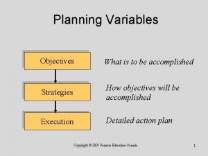 Planning variables