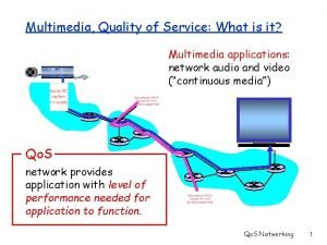 Multimedia Quality of Service What is it Multimedia