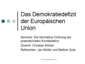 Das Demokratiedefizit der Europischen Union Seminar Die Normative