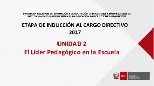 PROGRAMA NACIONAL DE FORMACIN Y CAPACITACIN DE DIRECTORES