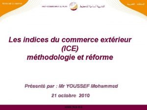 Les indices du commerce extrieur ICE mthodologie et