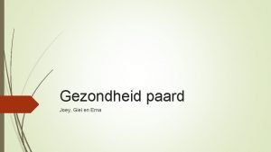 Gezondheid paard Joey Giel en Erna De gezondheid