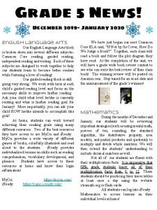 Grade 5 News December 2019 January 2020 English