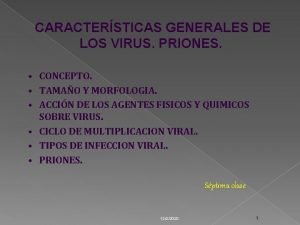 CARACTERSTICAS GENERALES DE LOS VIRUS PRIONES CONCEPTO TAMAO