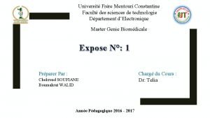 Universit Frre Mentouri Constantine Facult des sciences de