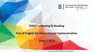 TOEIC Listening Reading Test of English for International