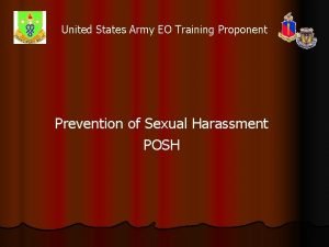 United States Army EO Training Proponent Prevention of