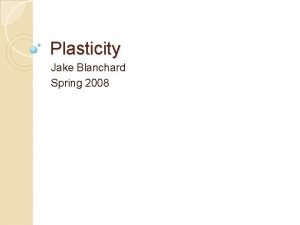 Plasticity Jake Blanchard Spring 2008 Analysis of Plastic