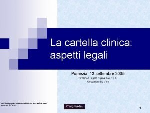 La cartella clinica aspetti legali Pomezia 13 settembre