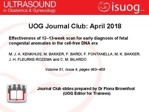 UOG Journal Club April 2018 Effectiveness of 12