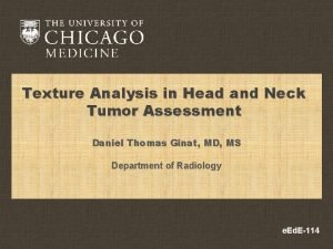 Texture Analysis in Head and Neck Tumor Assessment