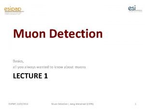Muon Detection Basics all you always wanted to
