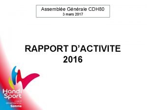 Assemble Gnrale CDH 80 3 mars 2017 RAPPORT