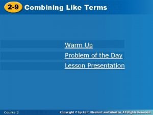 Combining like terms warm up