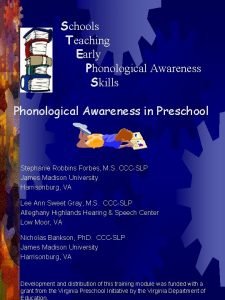 Schools Teaching Early Phonological Awareness Skills Phonological Awareness