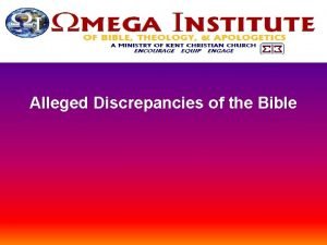 Alleged Discrepancies of the Bible Lesson 4 Doctrinal