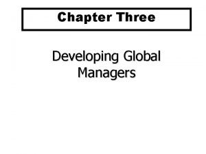 Developing global managers